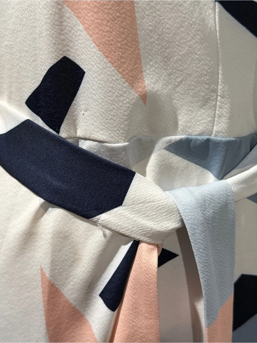 Abstract Print Midi Dress in Pink and Blue